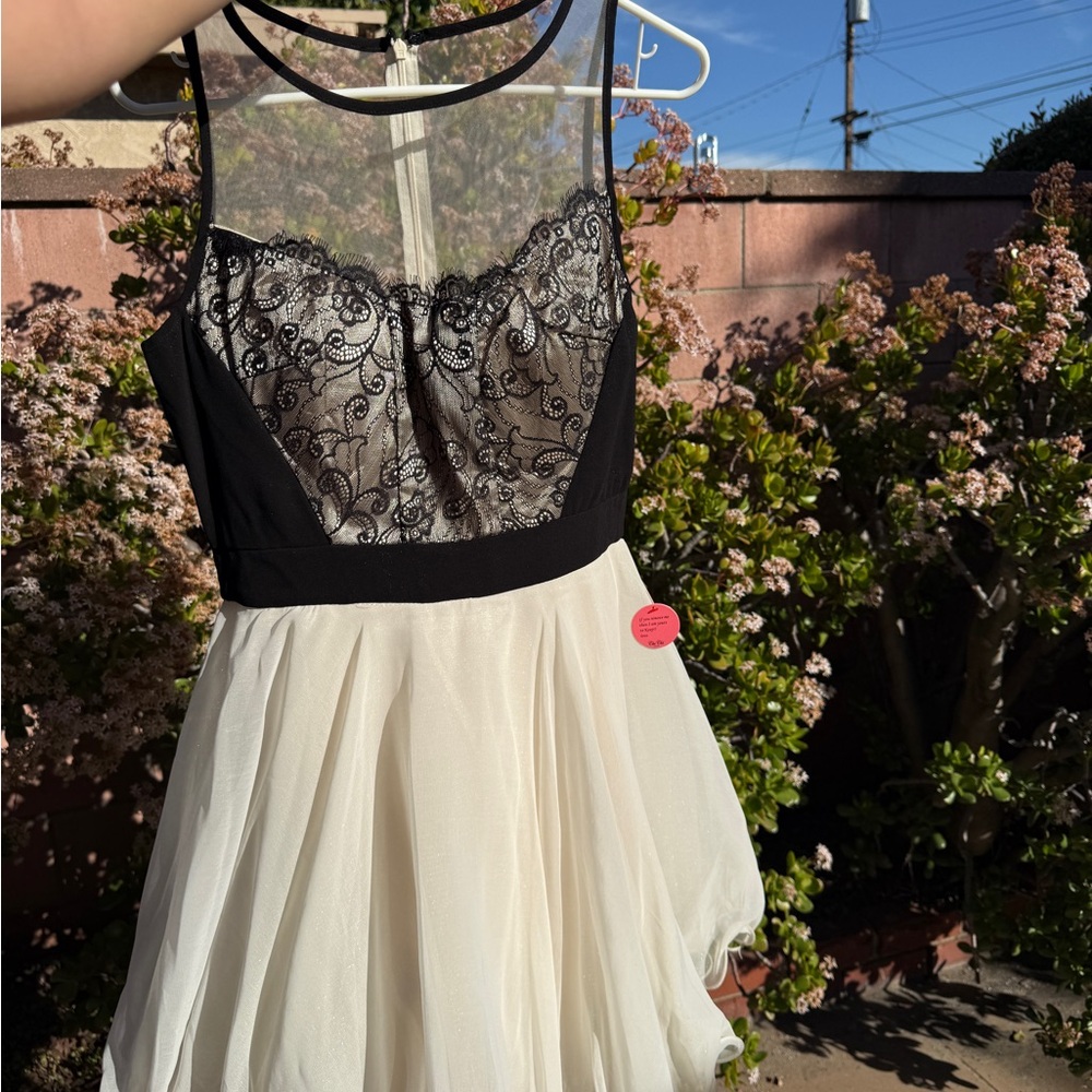Chi Chi London black & ivory mini dress with tulle